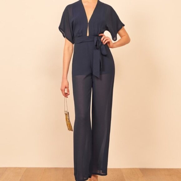 Reformation Pants - Reformation - Lemongrass Jumpsuit - Navy Size 4